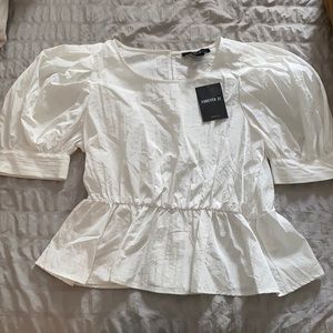 White Puff Sleeve Top